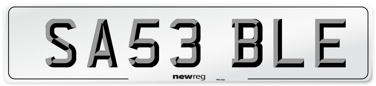 SA53 BLE Number Plate from New Reg
